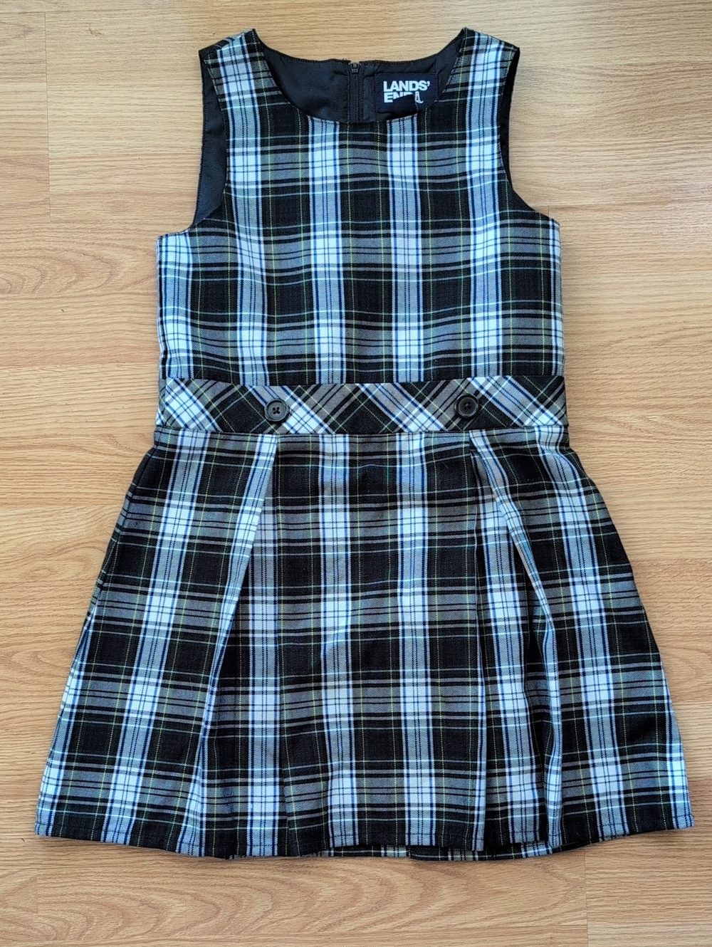 Lands' End Gordon Plaid Sleeveless School Uniform Jumper/ Dress